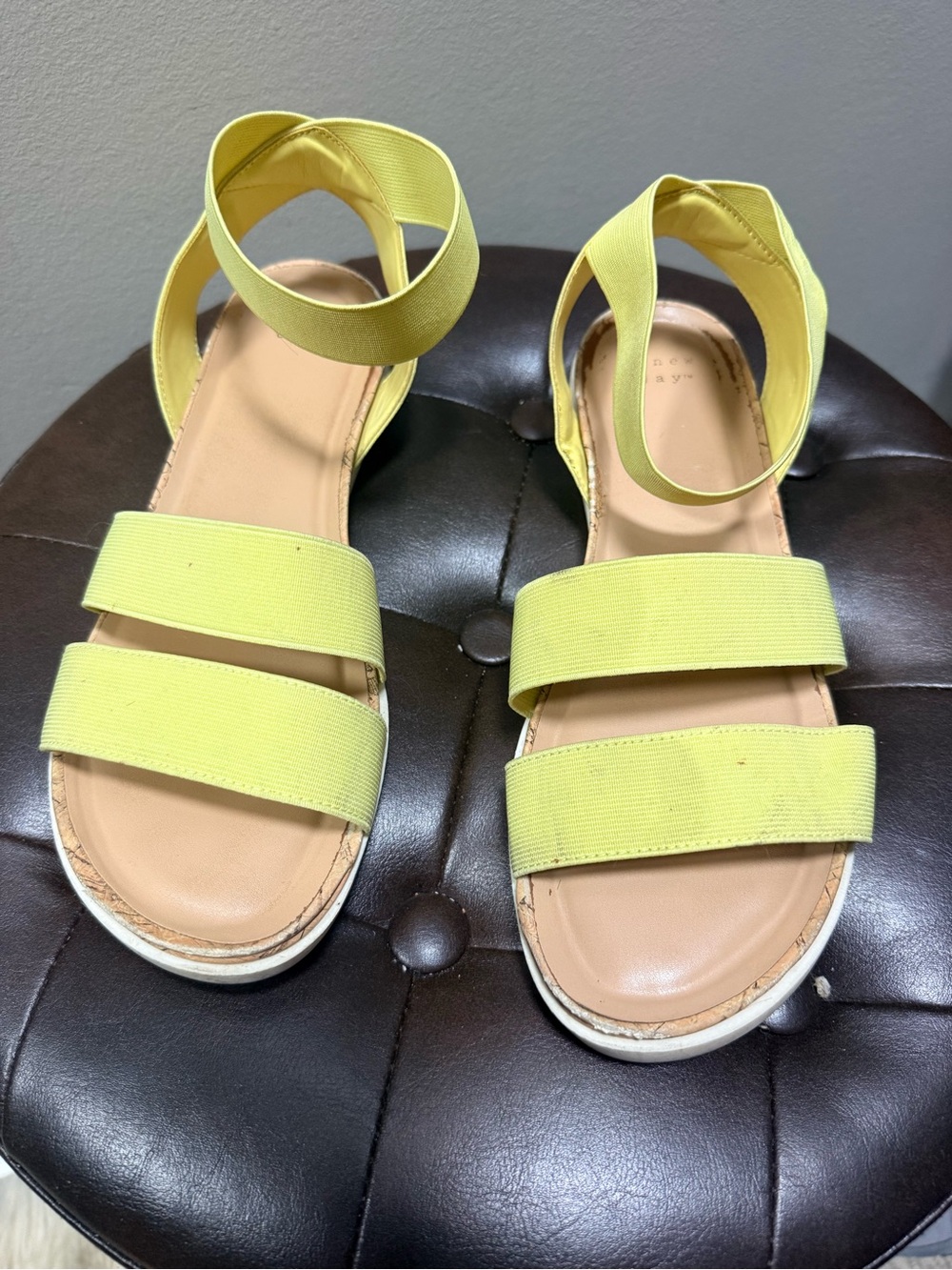 Women’s Yellow Strappy Elastic Flat Sandals